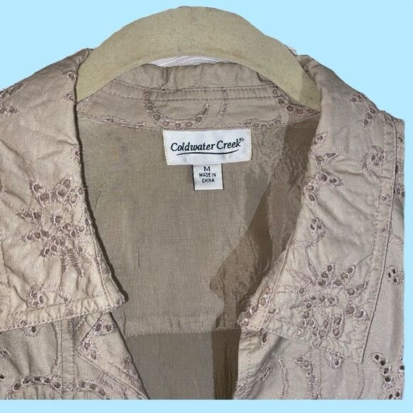 Coldwater Creek Tan Eyelet Embroidered Jacket Medium - Picture 3 of 11